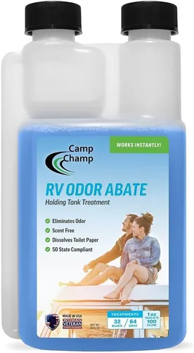 Camp Champ Abate de olor RV -32 onzas. Elimina el olor, sin enmascaramiento, tecnología de doble acción para tanques de retención tanto grises como
