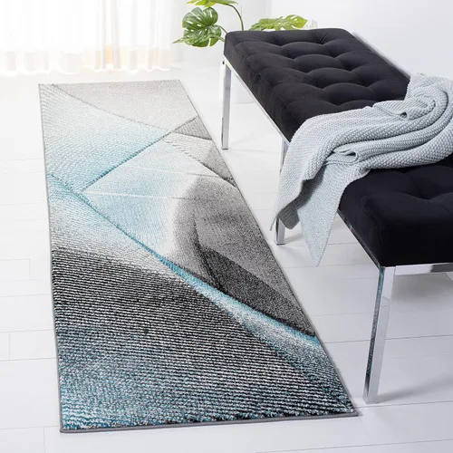 Miniatura 24 de SAFAVIEH Hollywood Collection - Alfombra decorativa de 2 pies 7 pulgadas x 5 pies, gris y azul, diseño moderno de mediados de siglo, no desprende