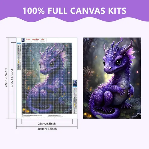 Miniatura 2 de SENQAO Kits de pintura de diamantes de dragón para adultos, kits de arte de diamantes de dragón arte de animales de diamantes con diamantes redondos