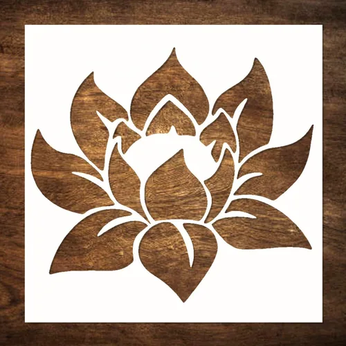 Plantilla grande de loto para pintar - 8x8 pulgadas en madera, lienzo, papel, tela y muebles - Plantillas reutilizables para manualidades, arte y
