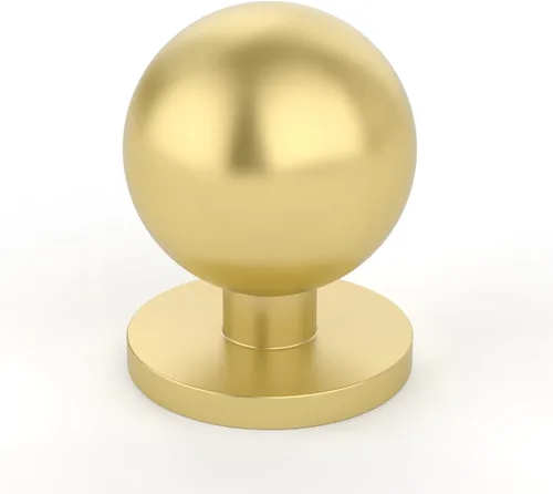 Miniatura 35 de Amerdeco ZH0053 - Paquete de 10 pomos de latón antiguo para gabinetes de un solo agujero, pomos redondos de 1 pulgada de diámetro, pomos y tiradores