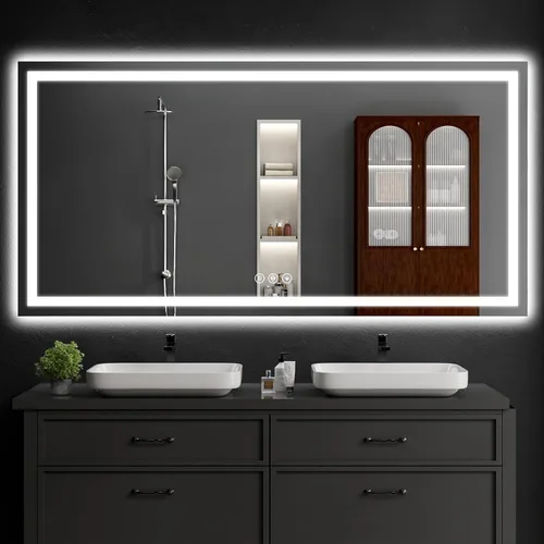 Miniatura 36 de Espejo de baño LED de 30 x 48 pulgadas con luces, regulable, antivaho, espejo de tocador de baño para pared, retroiluminado + luz frontal, función