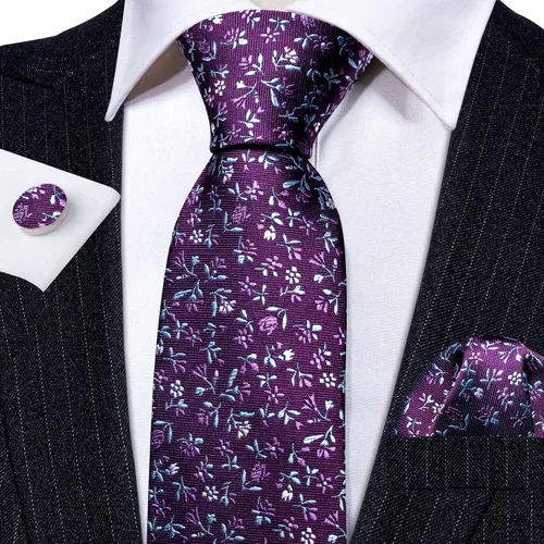 Miniatura 77 de Barry.Wang Corbatas de seda para hombre, diseño de lunares, gemelos cuadrados de bolsillo, gemelos para negocios, boda
