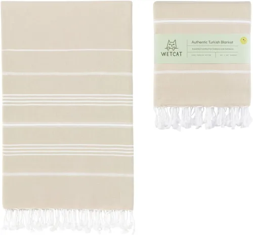 Miniatura 18 de WETCAT Toalla de playa original turca (39 x 71) – Peshtemal prelavado, 100% algodón, muy absorbente, de secado rápido y ultra suave, seguro