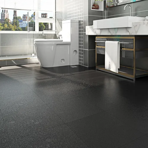 Miniatura 2 de Livelynine – Azulejos de despegar y pegar negro mate para el suelo del baño, azulejos impermeables para pegar en el suelo de la cocina, sótano, piso