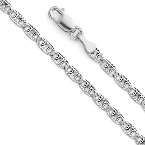 Collar de cadena de corte de diamante sólido de 0.098 in de oro blanco o tricolor real de 14 quilates con cierre de pinza de langosta