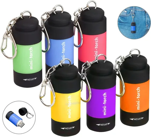 Miniatura 9 de Paquete de 3 linternas pequeñas para llavero, luz LED de bolsillo para llavero con luz blanca, mini linternas recargables USB impermeables al por 3x