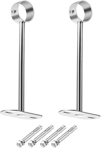Miniatura 12 de Soportes de montaje en techo para barra de cortina de acero inoxidable, diámetro de varilla de 0.984 in/1 pulgada, acabado cromado pulido, plata, 2