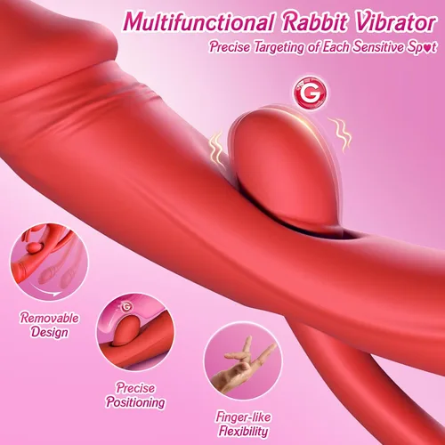 Miniatura 5 de Vibrador de conejo para mujer, vibrador 3 en 1 de punto G y clítoris con 10 modos, vibrador de silicona impermeable de doble estimulación, diseño