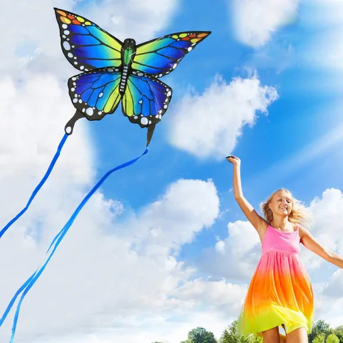Miniatura 4 de HONBO Cometas de mariposa para niños y adultos, cometa grande para principiantes de 55 x 28 pulgadas para niños de 4 a 8 años, fácil de volar