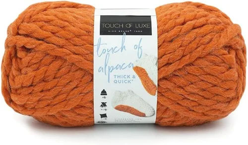 Lion Brand Yarn Touch of Alpaca - Ovillo de lana grueso y rápido para tejer, ganchillo y manualidades, 1 unidad, calabaza