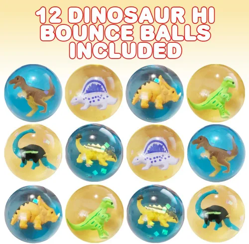 Miniatura 2 de ArtCreativity Bolas de rebote de dinosaurio de 2 pulgadas, juego de 12, bolas para niños con dinosaurio 3D en el interior, juguetes al aire libre