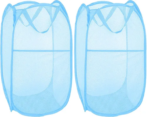 Larpur Paquete de 2 cestas plegables para la ropa sucia, cestas de malla portátiles para la habitación de los niños, dormitorio universitario, baño,
