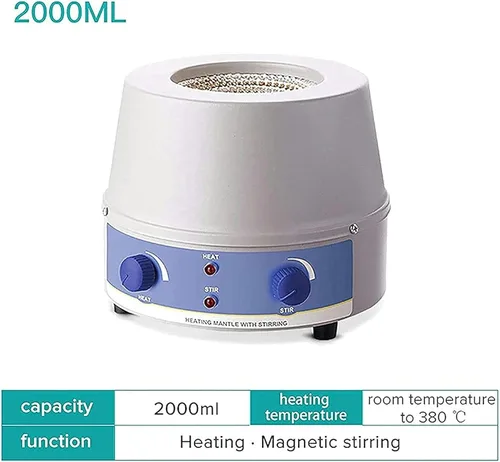 Miniatura 2 de Manto de calefacción con agitador magnético de laboratorio, 100/500/1000/67.6 fl oz mezclador agitador magnético para calentar y agitar, 100-2400 W