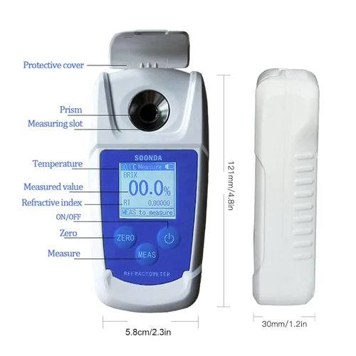 Miniatura 3 de lyrlody Refractómetro digital Brix, probador de contenido de azúcar alta precisión con compensación automática de temperatura para bebidas