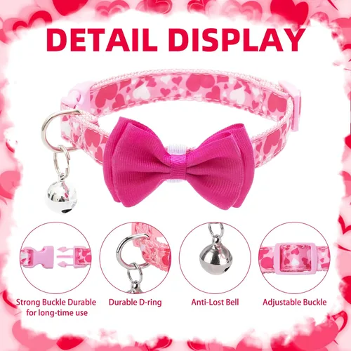 Miniatura 3 de PUPTECK Collar de perro con campana, paquete de 2 unidades, collar ajustable para cachorros, dulce regalo para perros pequeños y mascotas de 11.8 a