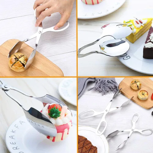 Miniatura 3 de Paquete de 2 pinzas para bufé, pinzas de ensalada de acero inoxidable, pinzas para servir para cocina del hogar, pasteles, pan, catering, fiesta