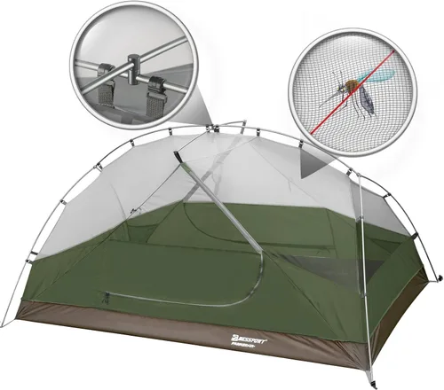 Miniatura 4 de Bessport Tienda de campaña para 2-3 personas, tienda de campaña ligera para mochileros, impermeable, resistente al viento, dos puertas, fácil