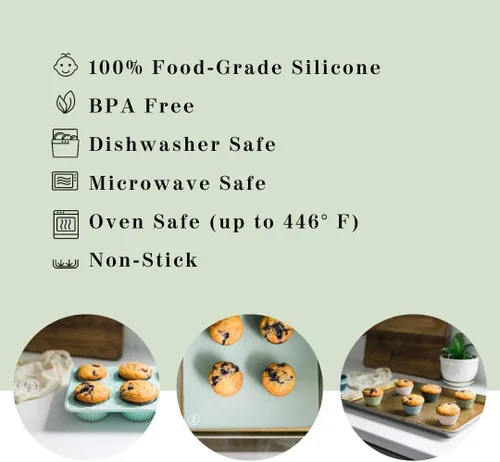 Miniatura 9 de The Silicone Kitchen Vasos de silicona reutilizables para hornear, no tóxicos, sin BPA, aptos para lavavajillas, regulares, paquete de 12