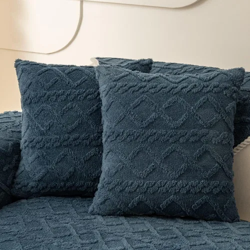 Miniatura 20 de vctops Fundas de sofá de jacquard geométrico de lujo para sofá de granja, funda neutra antideslizante para sofá seccional, funda suave y cálida