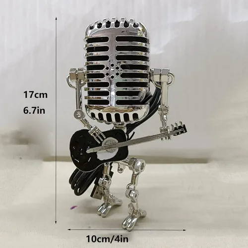 Miniatura 5 de Lámpara de mesa industrial con estatua de robot de micrófono, lámpara de mesa retro de vapor, lámpara de decoración nocturna, lámpara de escritorio