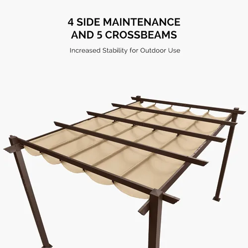 Miniatura 2 de PURPLE LEAF Pérgola de 10 x 12 pies con toldo retráctil, pérgola cuadrada de bronce de aluminio para patio al aire libre, junto a la piscina, beige