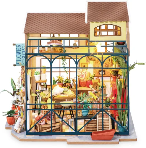 Miniatura 2 de Rolife Kit de Casa en Miniatura DIY Tienda de Flores, Kit de Casa Pequeña para Adultos para Construir, Kit de Fabricación de Mini Casa con Muebles