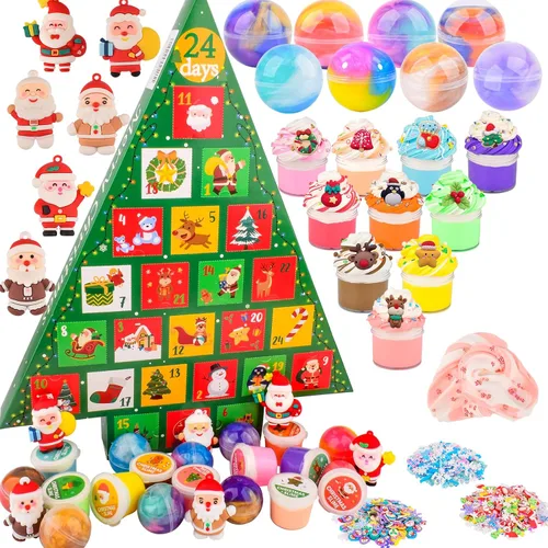 Miniatura 9 de Kit de slime de Navidad – Slime de Navidad antiadherente, suave, elástico, regalos de fiesta de slime para niños, perfecto para rellenos