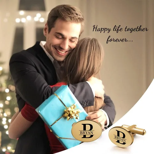 Miniatura 6 de Gemelos de hombre con nombre personalizado para hombres, gemelos personalizados con 26 letras iniciales del alfabeto, para esposo, a la moda
