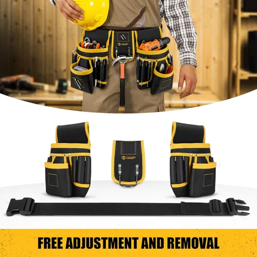 Miniatura 5 de Cinturón de herramientas magnético para hombres, 26 bolsillos, bolsa de herramientas resistente, funda magnética, cinturón de herramientas