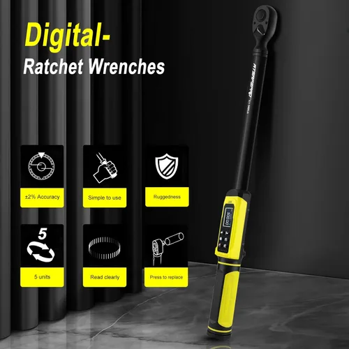Miniatura 6 de ATsafepro Llave Dinamométrica Digital - Impulsor de 1/2 Pulgada y 5.1-340Nm (3.8-250.8 ft-lb), Llave Dinamométrica de Servicio Pesado con Zumbador