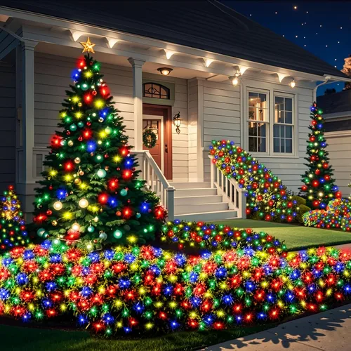 Miniatura 2 de Meteds 6 pies x 4 pies luces LED de red de Navidad con cable verde, luces de red impermeables certificadas UL conectables para arbustos, árboles