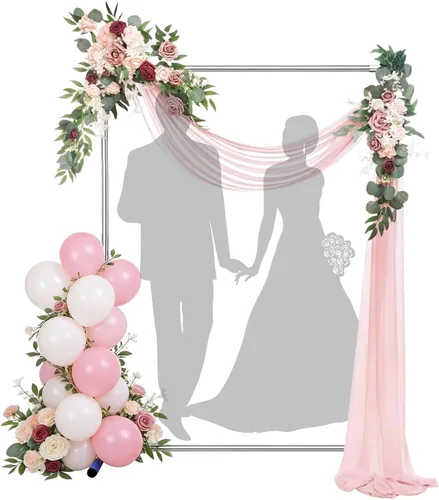 Soporte de arco de boda, arco de 7 x 4 pies para ceremonia de boda, marco de soporte cuadrado de metal resistente para fiesta, jardín, aniversario,