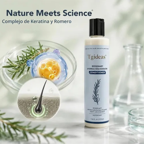 Miniatura 5 de Tgideas Acondicionador capilar de romero para mujeres y hombres, acondicionador desenredante e hidratante con infusión de queratina hidrolizada