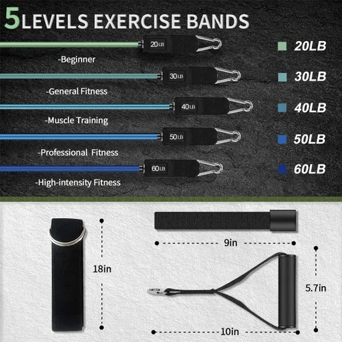 Miniatura 2 de VEICK Resistance Bands with Handles for Men Women, Exercise Bands, Workout Bands for Working Out, Exercising Bands for Fitness Weights Work Out at