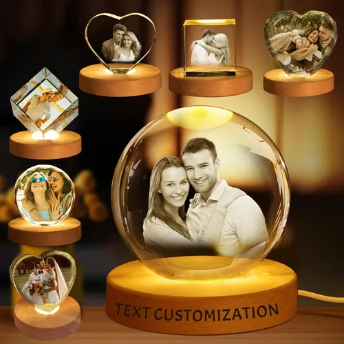 Regalo de foto de cristal 3D personalizada – Imagen personalizada para día del padre, cumpleaños, aniversario – Recuerdo para papá, parejas y