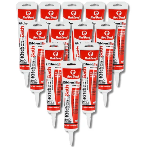 Miniatura 15 de Red Devil 0406 Masilla y sellador acrílico de silicona, 100% impermeable, pintable, masilla blanca para cocina, baño, ventana, con Duraguard, 5.5