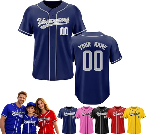 Miniatura 16 de Camiseta de béisbol personalizada, nombre del equipo, número de equipo, logotipo, camisetas impresas cosidas, uniformes deportivos, regalos