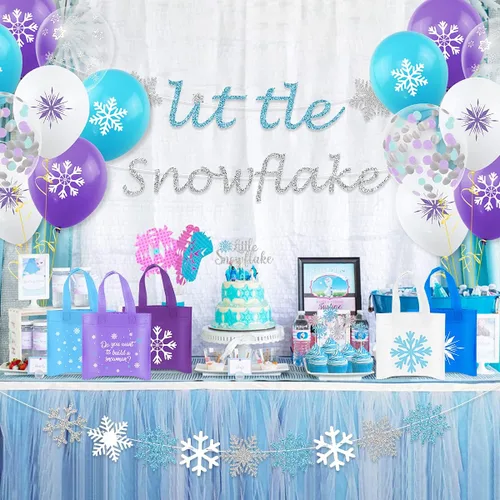 Miniatura 5 de 20 unidades de regalos de fiesta de copo de nieve, bolsas de dulces no tejidas de invierno congelados, regalos temáticos para niños, copo de nieve