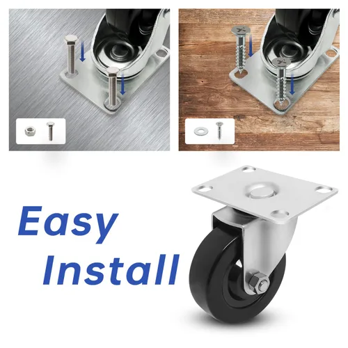 Miniatura 5 de Juego de 4 ruedas giratorias de 3 pulgadas, ruedas giratorias resistentes, ruedas de goma dura para muebles de camión de plataforma, carrito móvil