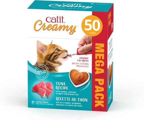 Miniatura 7 de Catit, bocadillo cremoso para gatos para lamer, bocadillo saludable para gatos, atún, paquete de 12