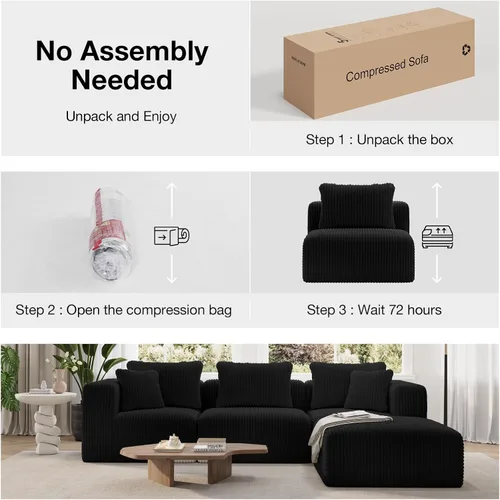 Miniatura 4 de Novilla 141" Sofá seccional modular, sofá seccional moderno en forma de nube con soporte Smarts Coil™, sofá sin huesos en forma de U para sala