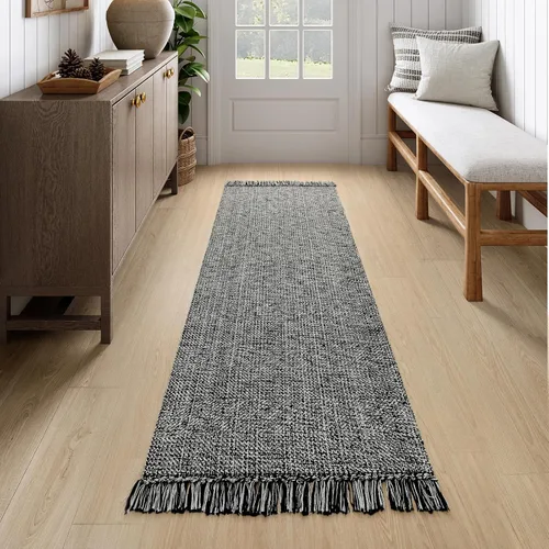 Miniatura 35 de Collive - Tapete de pasillo de cocina, 2 x 4.3 pies, tejido a mano, reversible, lavable, de algodón, color blanco/beige, para baño, pasillo