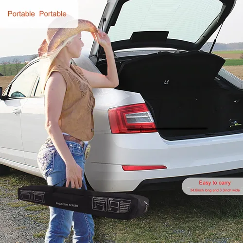 Miniatura 5 de SKERELL Pantalla de proyector con soporte, pantalla de proyección portátil de 120 pulgadas, 16:9 4K HD, proyecciones delanteras y traseras, pantalla