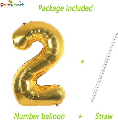 Miniatura 2 de Globos de papel de aluminio dorado (número 1, 40 pulgadas)