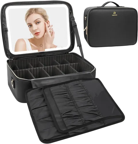 Miniatura 9 de Relavel - Estuche de maquillaje de viaje en tren de 13.8 pulgadas, estuche de cosméticos grande profesional, portátil, organizador y almacenamiento