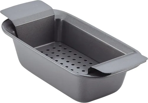Miniatura 2 de Rachael Ray Bakeware - Molde antiadherente para asar con estante reversible, 16.5 x 13.5 pulgadas, gris y para hornear pastel de carne/antiadherente
