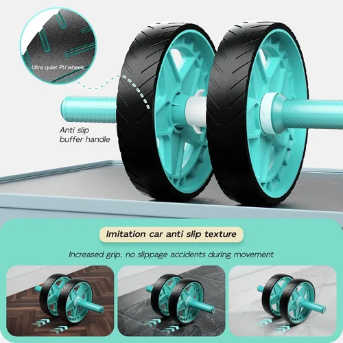 Miniatura 5 de Double-Wheel Ab Roller for Core Training – Rebound Design with Adjustable Elastic Band, Silent Non-Slip Wheels, Detachable Build, Knee Pad & Bands