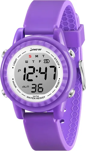 Venhoo Reloj de silicona colorido intermitente con luz LED para deportes al aire libre, reloj de pulsera eléctrico con alarma cronómetro para niños