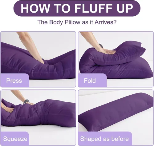 Miniatura 4 de DOWNCOOL Relleno de almohada de cuerpo grande - Almohada de cuerpo completo transpirable para dormir de lado - Almohada de cama larga y suave